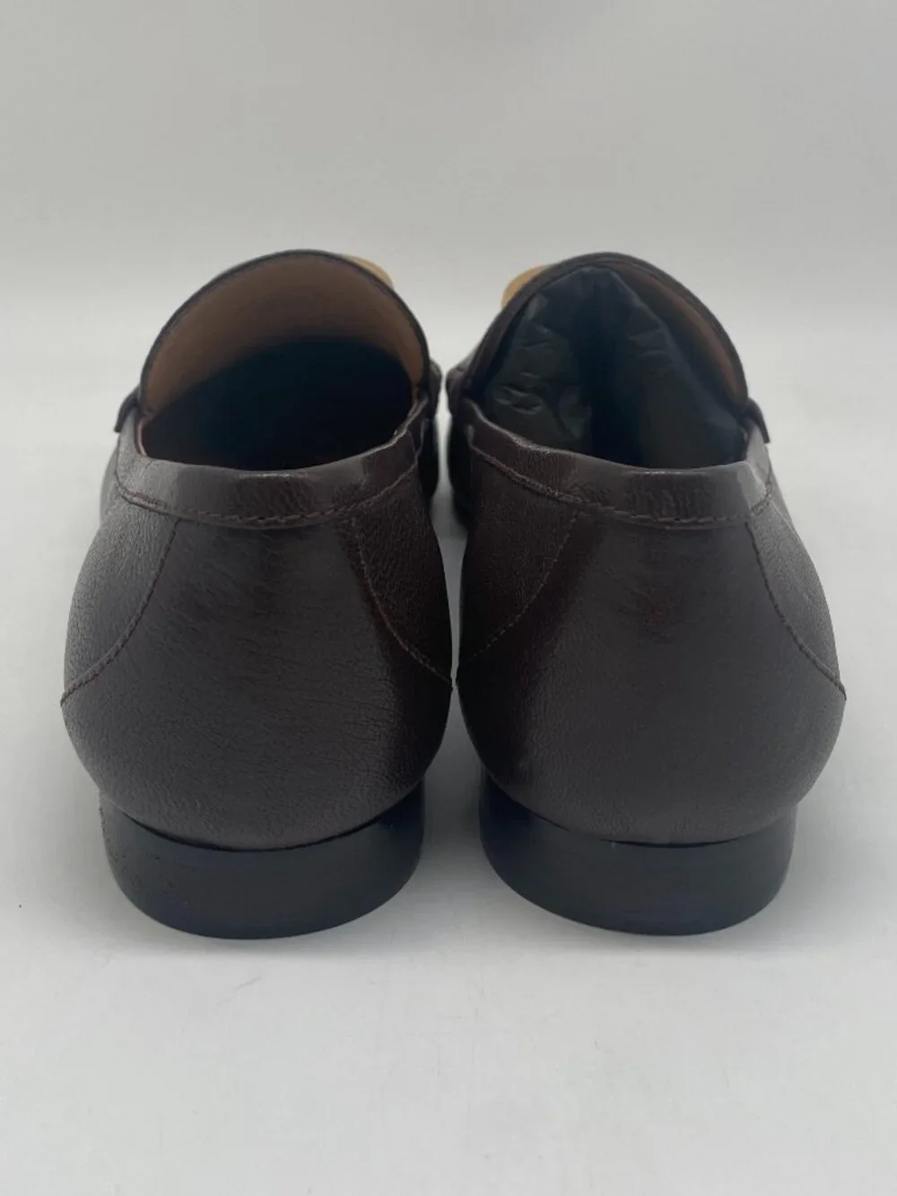 COLE HAAN BROWN LETAHER BALLET FLATS WITH GOLD CIRCLE HARDWARE